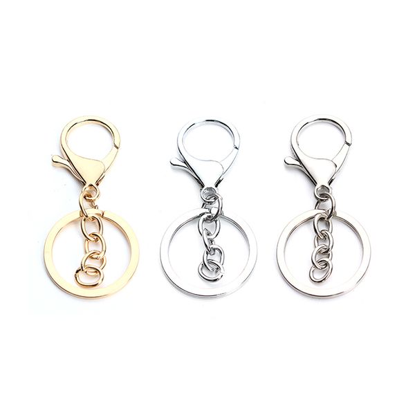 

5pcs/lot gold/rhodium/bronze color metal lobster clasp key chains key rings holder keychain keyrings diy jewelry making f3484, Silver