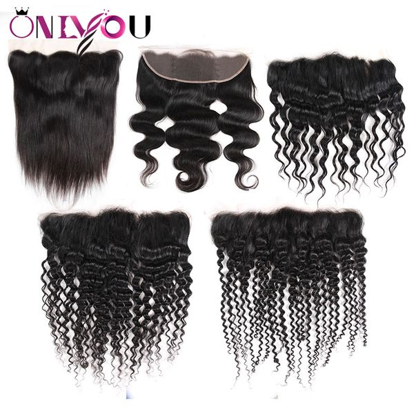 

brazilian virgin hair lace closure frontal ear to ear for human hair weave bundles straight body deep wave kinky curly hair extensions, Black;brown