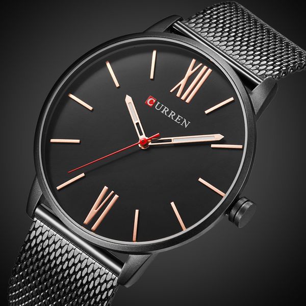 

2018 mens watches brand luxury stainless steel black analog quartz watch men fashion business wristwatches relogio masculino, Slivery;brown