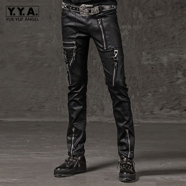 

2018 new fashion solid men slim fit pencil pants punk style hip hop street dance pants casual pocket zipper male plus size, Black