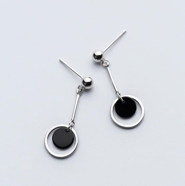 

long earrings 100% 925 sterling silver drop earrings silver jewelry with agate, Golden;silver