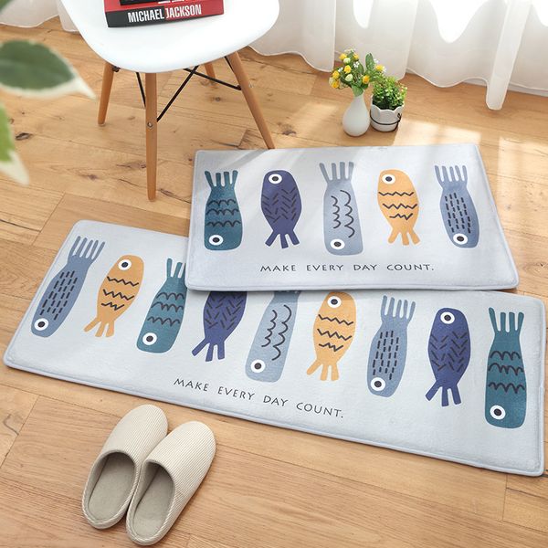

fish kitchen mat anti-slip water absorption carpet 45*120cm doormat floor mat kitrchen carpet toilet tapete