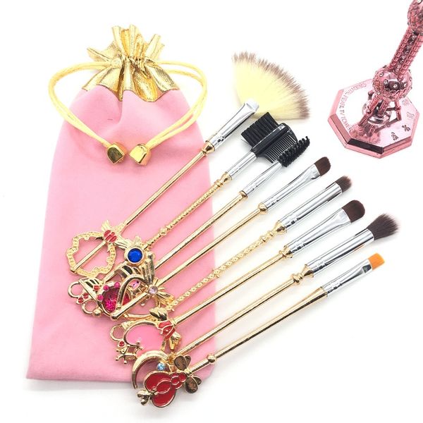 

2018 new brand makeup brushes sets 8pcs sailor moon metallic handle sakura make up brushes beauty tools +drawstring pocket