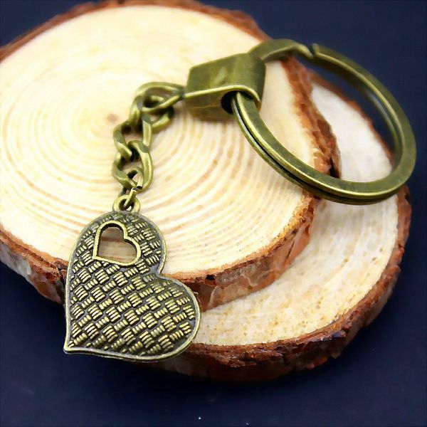 

6 pieces key chain women key rings for car keychains with charms heart 19x25mm, Slivery;golden