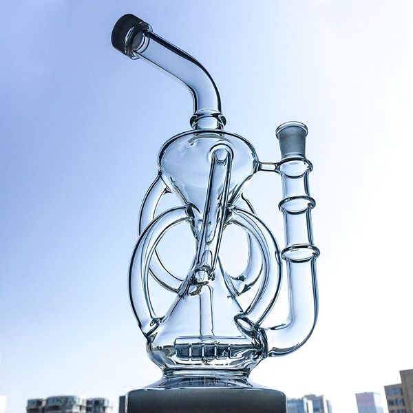 11 Zoll Einzigartige Glasbongs Inline Perc Recycler Öl Dab Rigs Wasserpfeifen Rauchen Wasserpfeifen 14,5 Innengelenk DGC1236