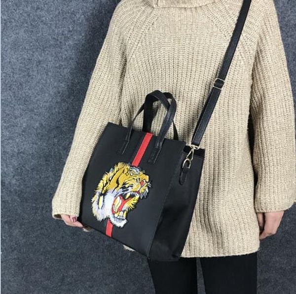 

same as star fashion women tiger embroidered big handbag totes shoulder bag messenger bag