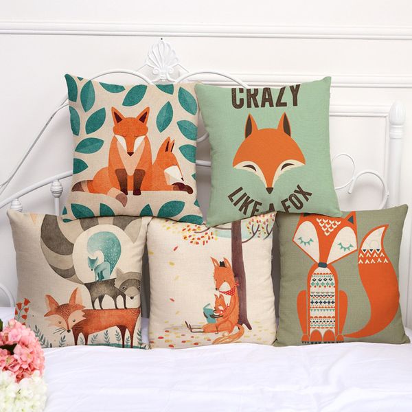 

cushion covers lovely cartoon fox pillow cover cotton linen square pillowcase bedroom living room sofa decorative throw pillow case
