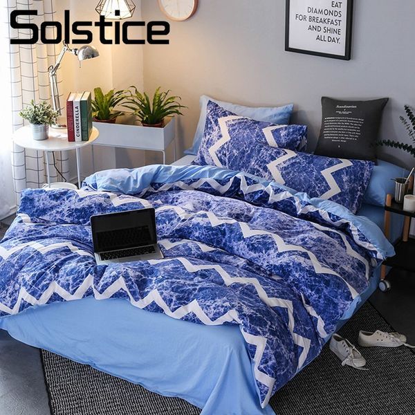 

solstice home textile stripe blue ocean waves kid teenage boy bedding set king  duvet cover pillowcase bed sheet girl linen