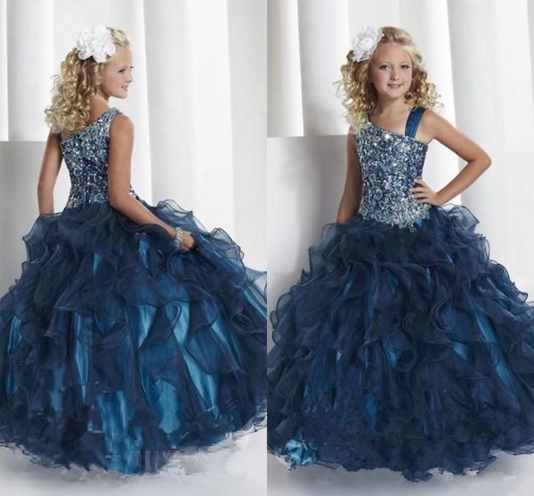 

принцесса спагетти ремни бальное платье glitz pageant платья кристалл органзы складывают оборками темно-синий конкурс маленькая девочка плат, White;red