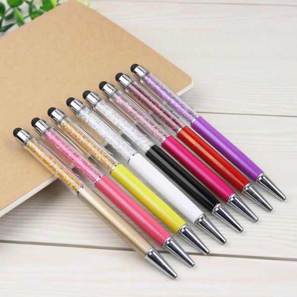 

1 pcs new creative crystal pen diamond ballpoint pens stationery ballpen stylus pen touch 15 colors oily black refill 0.7 mm, Blue;orange