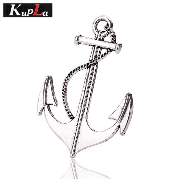 

vintage silver metal big nautical anchor charms retro diy accessories pendant charms for jewelry making 10pieces/lot c5281, Bronze;silver