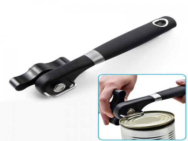 

stainless steel manual smooth edge can opener with turn knob soft grips handle household kitchen tools new black
