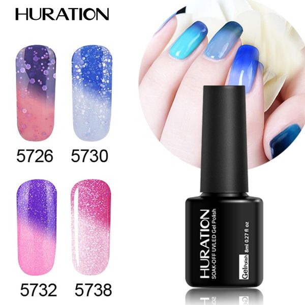 

huration lucky 8ml gel design temperature changing 29 colour uv led soak varnish art gel professional change nail polish, Red;pink