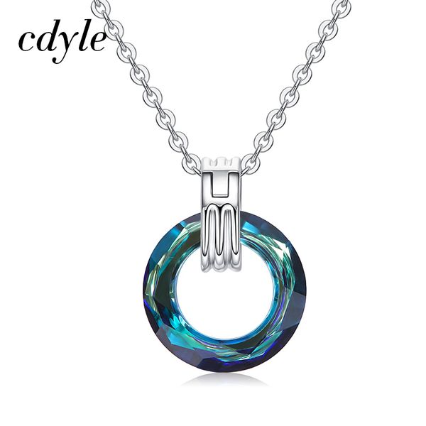 

cdyle crystals from necklace round-shaped pendant charms austrian rhinestone fashion women statement necklace 6 colors, Silver