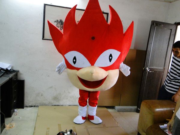 cabeça da chama boneca mascote traje vermelho bonito menino chama Cospaly animal dos desenhos animados Character adulto Halloween traje do partido do traje Carnaval