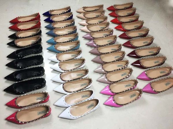 

Brand Women Pumps Pointed Toe Flat Fashion Women Shoes Rivets Genuine Leather Ankle Strap Sandals Shoes 33-43