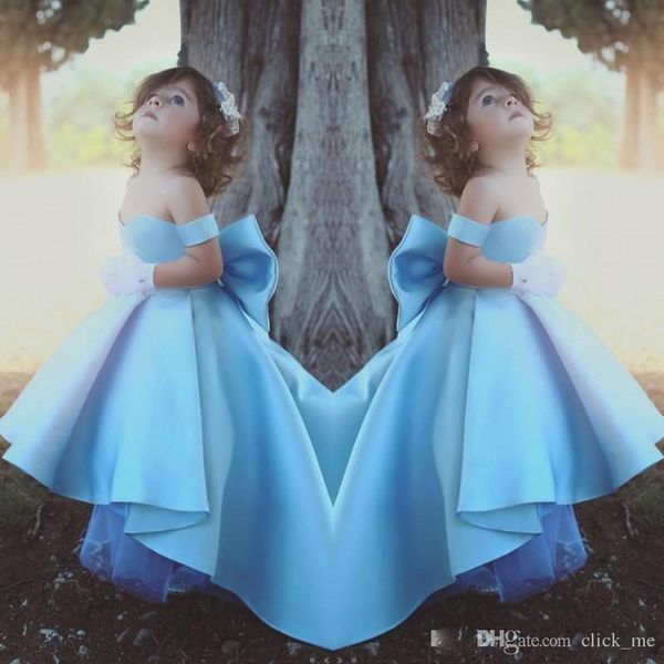 

flower girl dresses for weddings lace appliqued little kids baby ball gowns long communion dress, White;blue