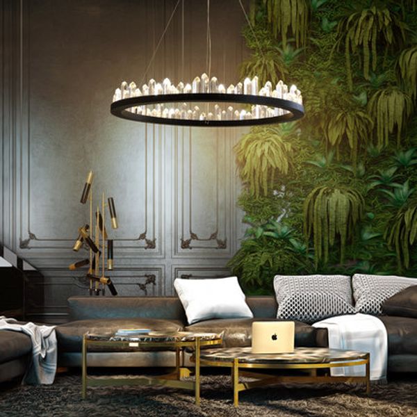 

led modern crystal chandelier american crystal chandeliers lighting fixture nordic round shining home indoor light living room hanging lamp