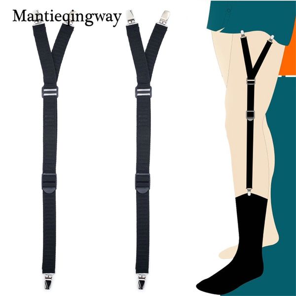 

mantieqingway women shirt suspenders stays garter gentleman leg braces for mens crease-resistance belt stirrup style garters, Black;white