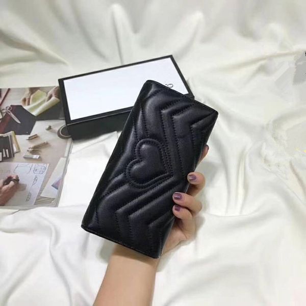 

freeship brand Fashion women's Wallet Genuine Leather Purse No Zipper sheepskin long Wallets back with heart