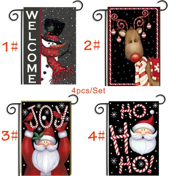 

4pcs christmas garden flag 30*45cm cartoon snowman santa claus reindeer pattern garden flag garden decoration banner flags