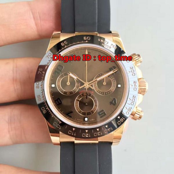 

4 style watches 40mm cosmograph chronograph swiss cal.4130 automatic mens watch 116515ln rose gold chocolate dial rubber strap, Slivery;brown