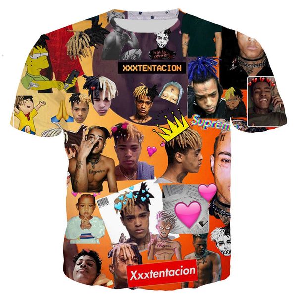 

новые моды смешные популярные рэппер xxxtentacion косплей футболки 3d печатных женщин / мужчин с коротким рукавом мужская футболка повседнев, White;black