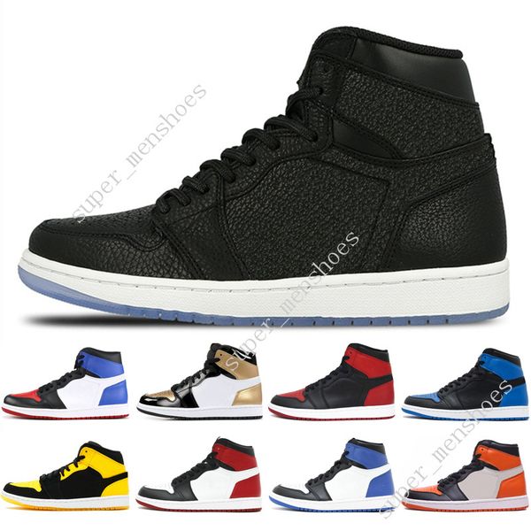 

1s mid og 1 top 3 мужская обувь для баскетбола дань уважения к дому запрещены разводят носок черный белый чикаго королевский синий unc барон