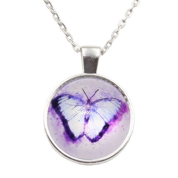 

дамы короткие длинные цепочки, ювелирные изделия ожерелье кристалл бабочка кабошон ожерелье для девочек подарок, Silver