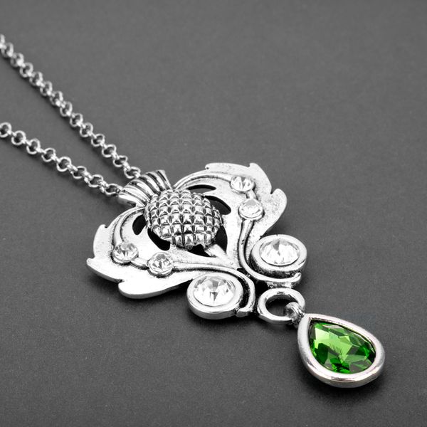 

dongsheng outlander scottish national flower pendant necklace scotland thistle necklace wings lovely thistle jewelry -30, Silver
