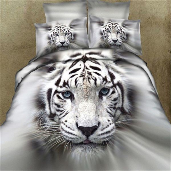 

3d тигр животных постельные принадлежности печати пододеяльник кровать двойной королева король размер 3 / 4шт постельное белье утешитель пос