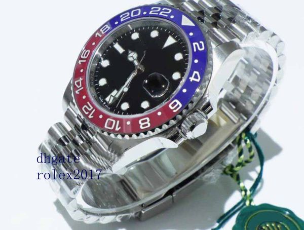 

Мужские роскошные продукты высокого качества классические серии 40 мм GMT 126710 BLRO 126710blro Пепси красный синий безель Азия 2813 механизм автоматические часы