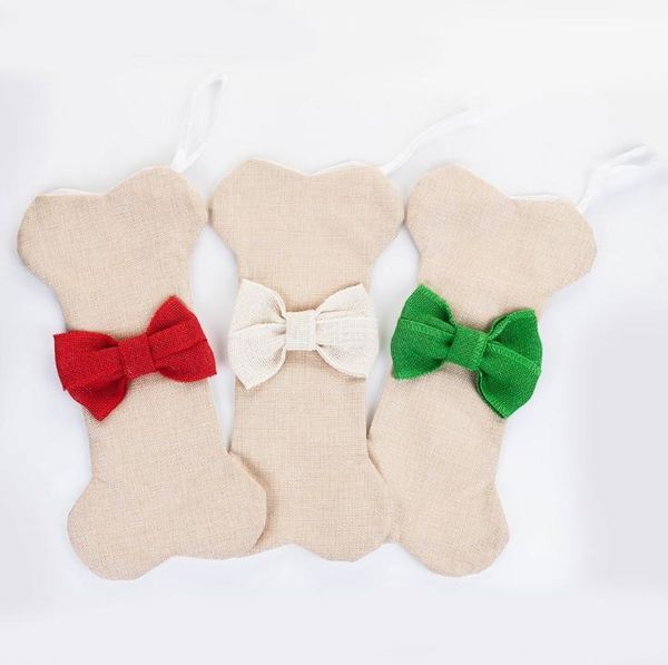 Whloesale 100 pçs / lote Cão Osso Meia de Natal Vermelho Verde Bowknot Pet Natal Meia SN1204