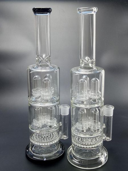 4-lagige Filterglas-Ölbohrinsel, Dab-Bong-Wasserpfeifen, 14,4 mm männlicher Downstem, Wasserpfeifen, Becherglas, Bongs-Schüssel