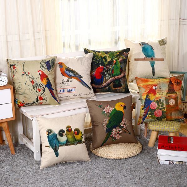 Parrot Animal Pattern Pillowcase Decorative Pillows For Sofa Seat