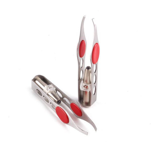 

2018 brainbow 1pc led tweezer+3 batteries eyelash eyebrow eyes hair remover tools stainless steel eyebrow tweezers pinzette beauty