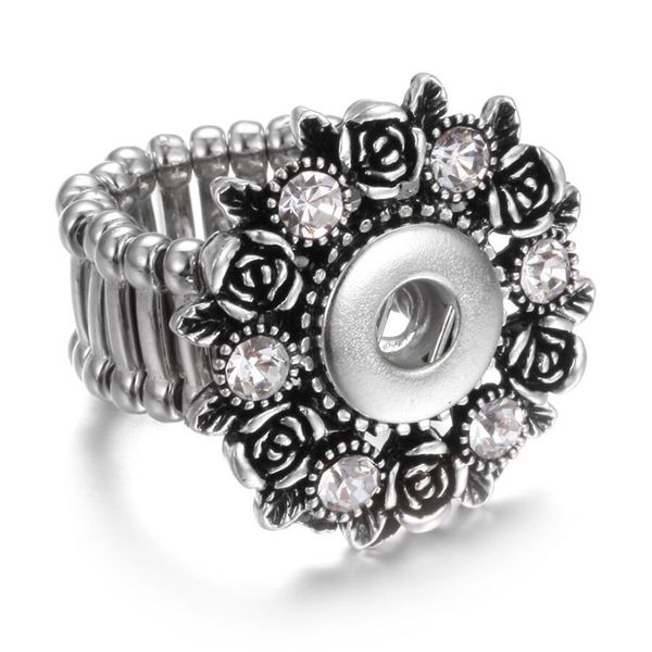 

new 12mm snap jewelry snap rings adjustable vintage metal flower 12mm snap rings buttons jewelry diy charms, Golden;silver
