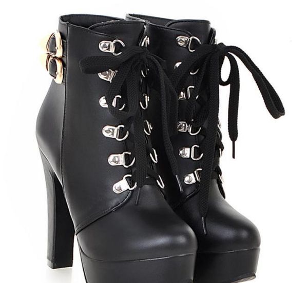 

send 2017 autumn and winter new style high heel korean coarse heel waterproof table female martin boots, Black