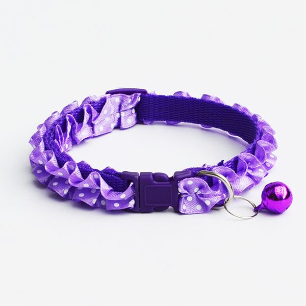 

2017 new fashion lace pet dog puppy cat collars dot pattern adjustable pet neck chain with bell collar for small dogs cats