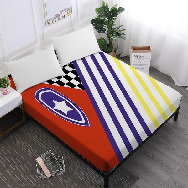 

kids cartoon patchwork bed sheet striped geometric print fitted sheet twin full king queen mattress cover elastic band