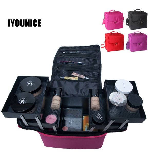 Cassetta degli attrezzi multistrato Valigia da donna Organizzatore cosmetico Scatola per trucchi Grande borsa cosmetica Custodia professionale Beauty Vanity Box