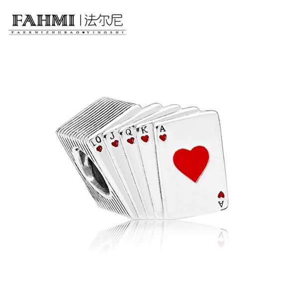 

fahmi 100% 925 sterling silver 1:1 original playing cards charm 797195en09 beaded fashion women's wedding jewelry, Black