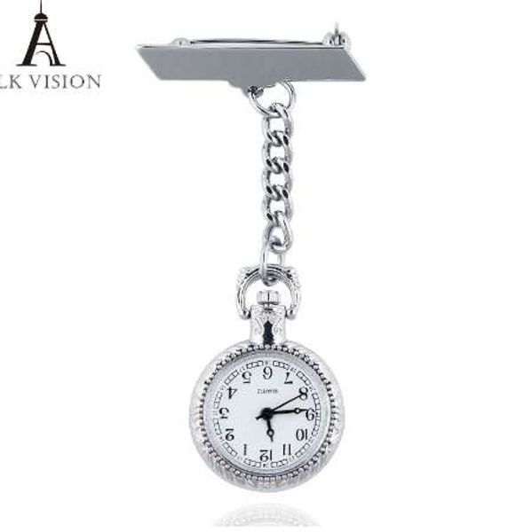 

silver clip-on fob nurse watch japan quartz movement brooch hanging watches for nurse men women steel pocket watch relogio clock, Slivery;golden