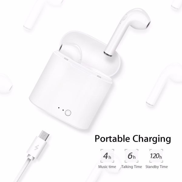 

2018new i7 i7 tw earbud mini wirele bluetooth double earphone tereo mu ic head et with charge box for all bluetooth mobile phone