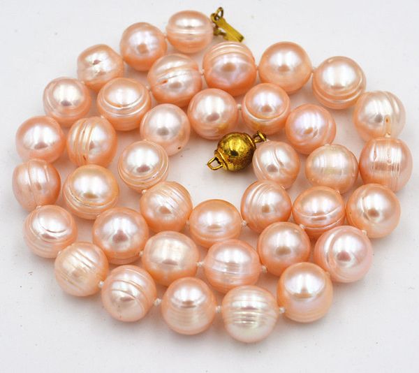 

elegant natural pink 10-11mm akoya freshwater pearl necklace 18", Silver