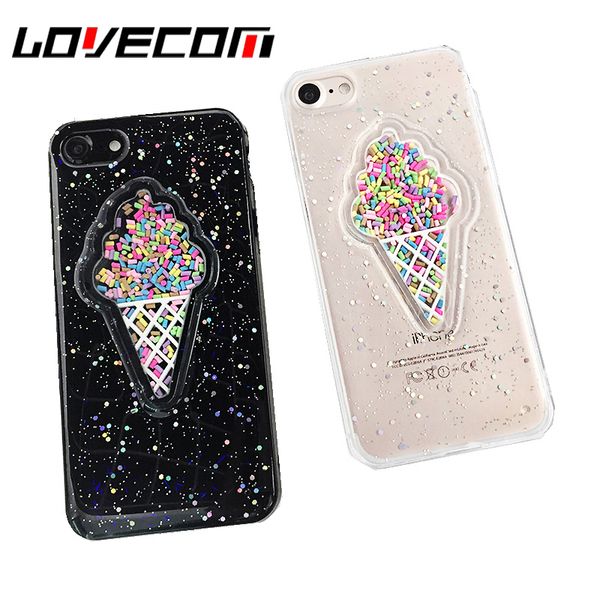 

YunRT прекрасный 3D лето мороженое телефон Case для iPhone 6 6 S 7 8 Плюс X блестящий блеск пор