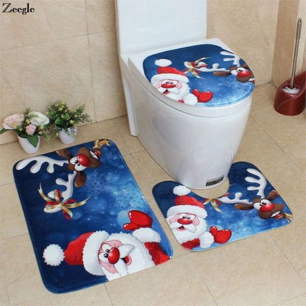 

zeegle bath mats bathroom christmas decor bathroom carpet absorbent toilet mat bath rugs non-slip shower mats rug set