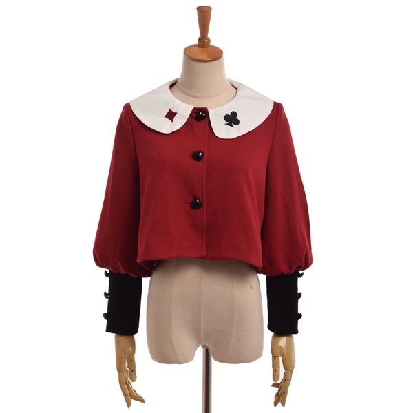 

1pc kawaii girls lolita coat fancy poker style peter pan collar short jacket outwear, Black;brown