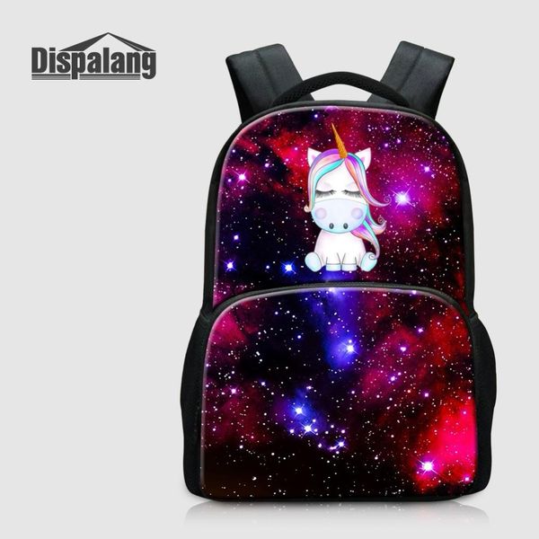 

cute unicorn universe space backpack for teenagers women canvas lapbags ladies notebook bagpack female rucksack