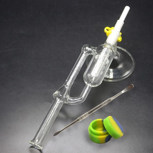 

Стеклянная вода Bongs с подставкой Base Wax Dab Rigs керамический Наконечник 14мм 18мм Совместную нефтяных вышек Mini Nector коллектор Kit стекло водопровод